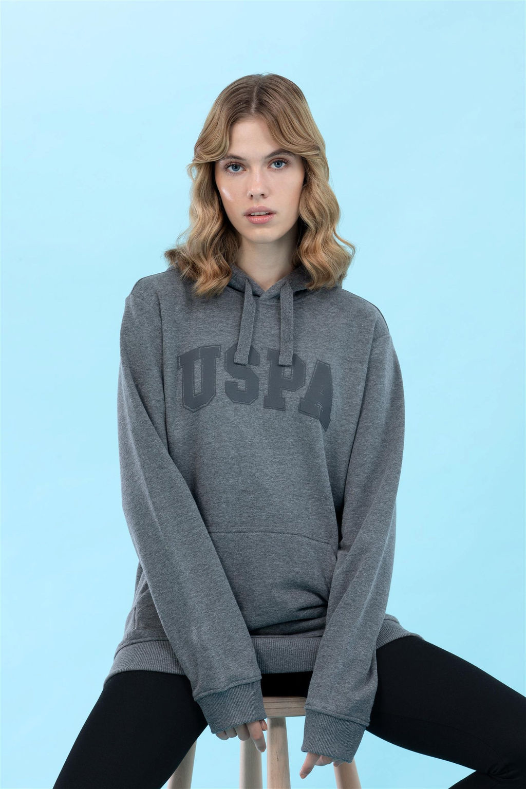U. S. Polo Assn Базовый свитшот с капюшоном антрацитового меланжа - U.s. polo assn фото 11