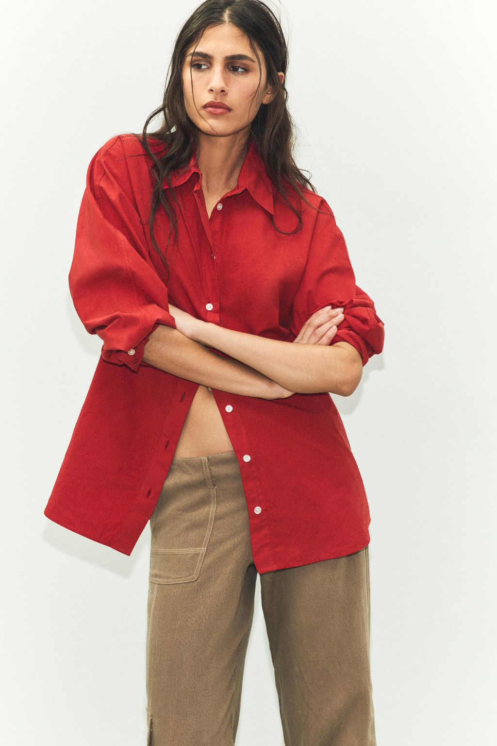 WASHED OVERSIZE POPLIN SHIRT - Zara фото 9