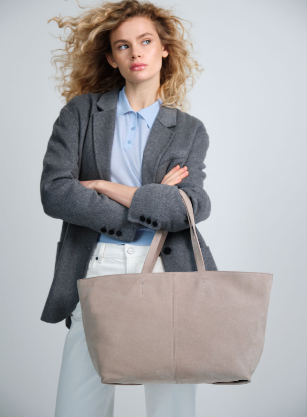 Замшевая сумка шоппер Texas DBR 31390 ваниль  фото 6