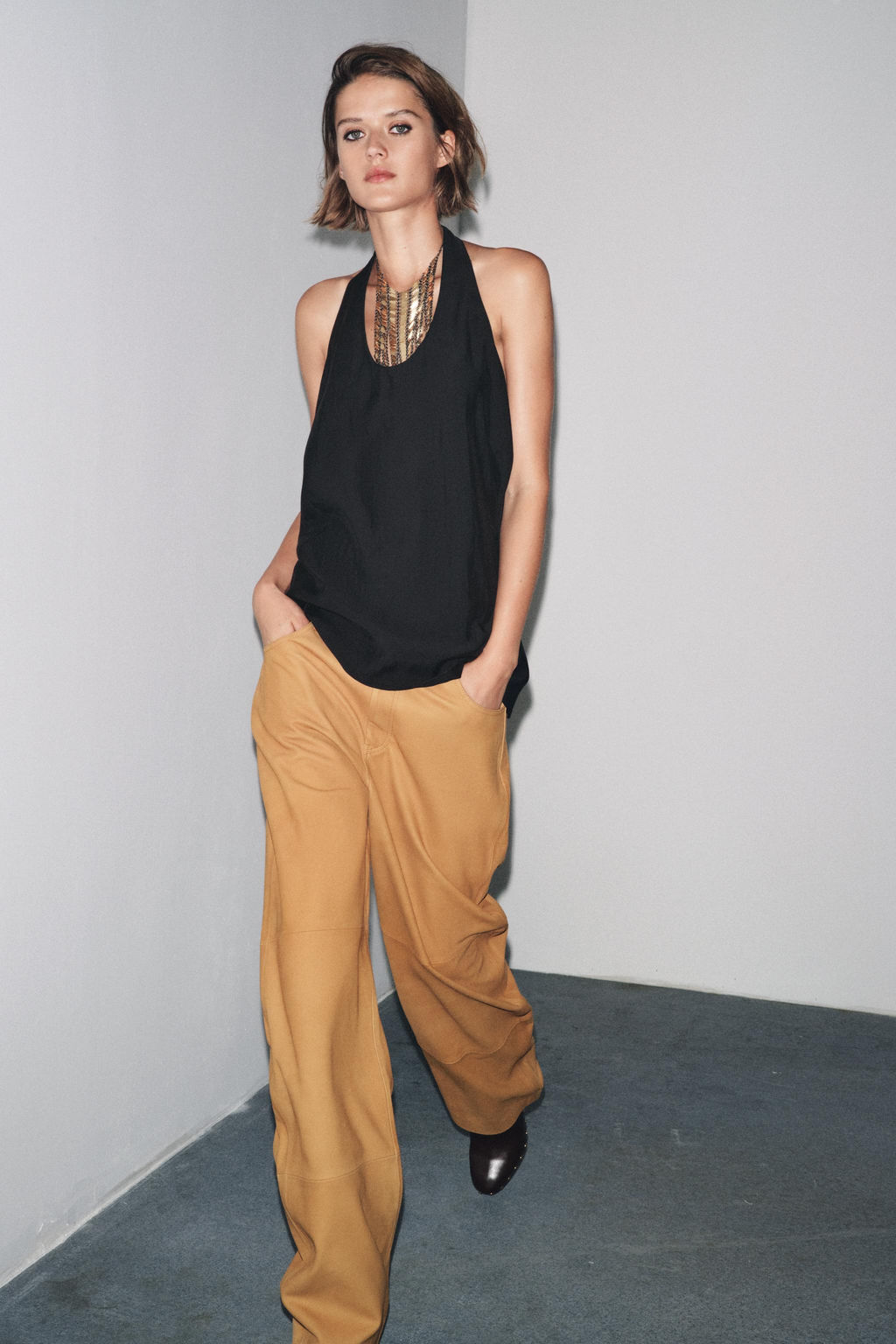 ZW COLLECTION FLOWING HALTER TOP - Zara фото 4