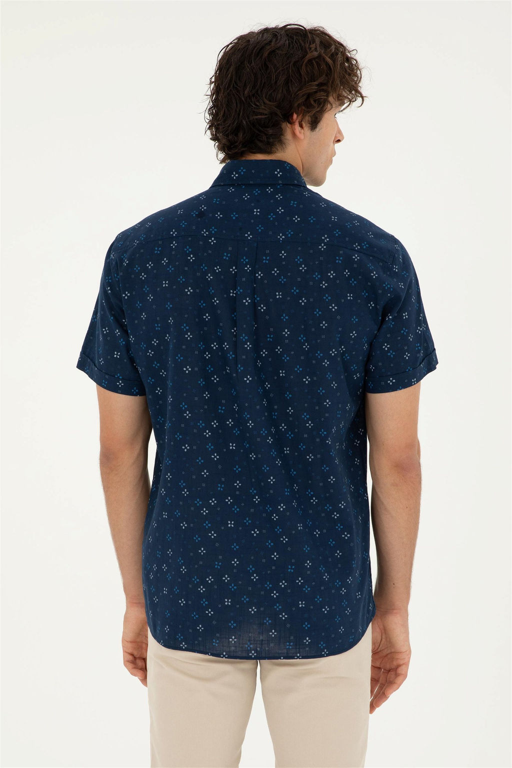 U. S. Polo Assn / Мужская темно-синяя рубашка с коротким рукавом - U.s. polo assn фото 5