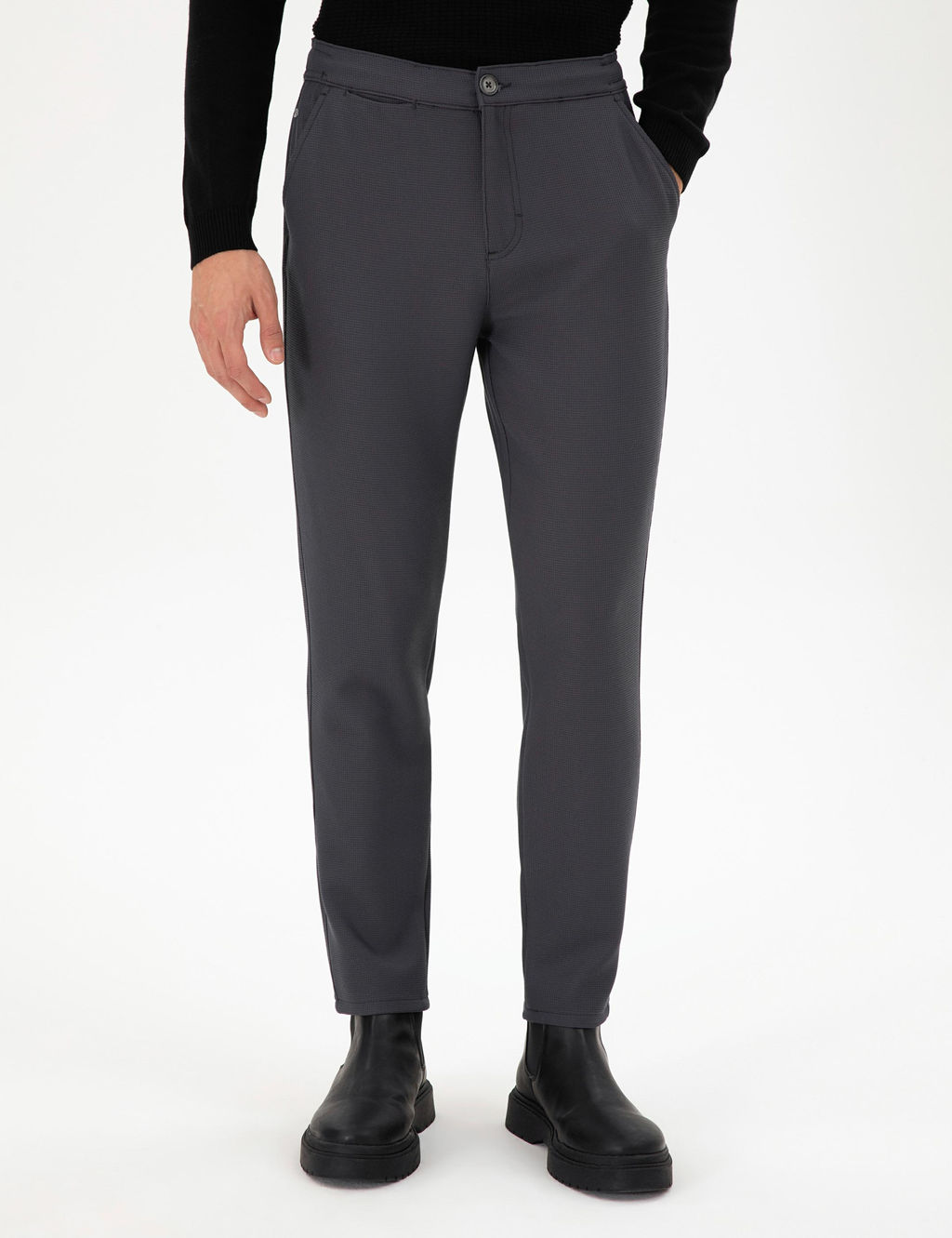 Erkek Carrot Fit Antrasit Kanvas Pantolon