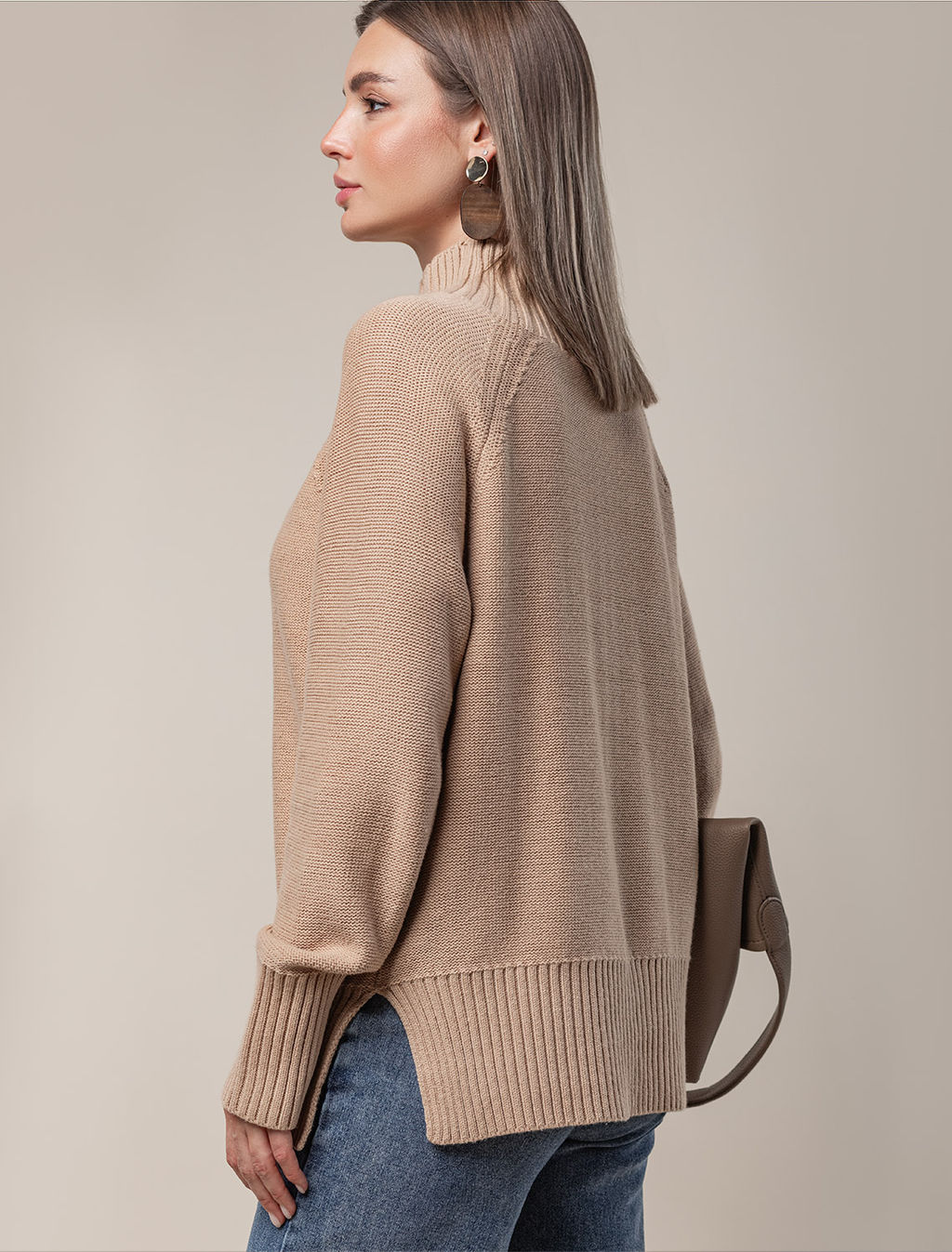 Свитер фактурной вязки с узором косы - Vilatte фото 4