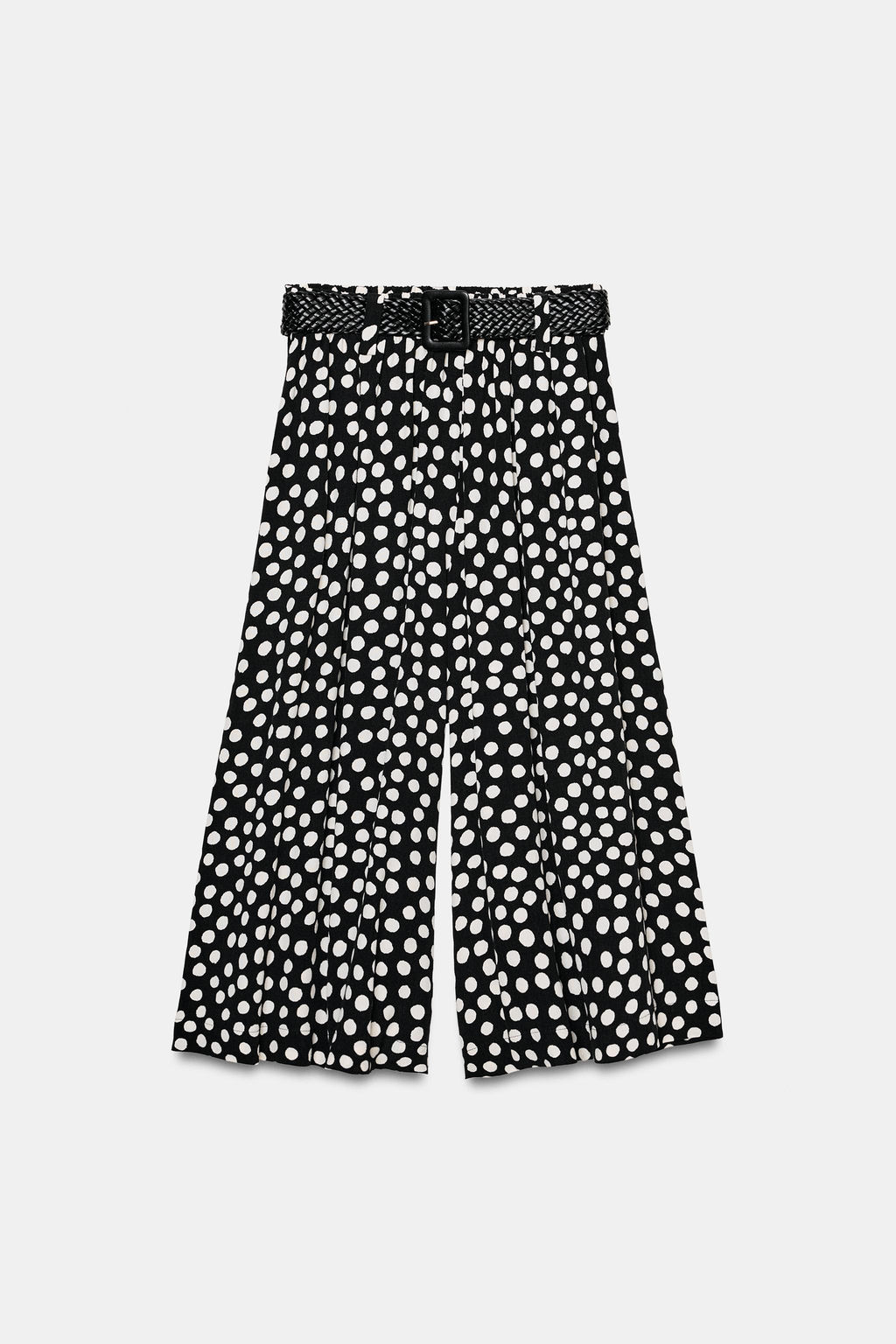 PANTAL?N CULOTTE LUNARES CINTUR?N / Negro / Blanco - Zara фото 8