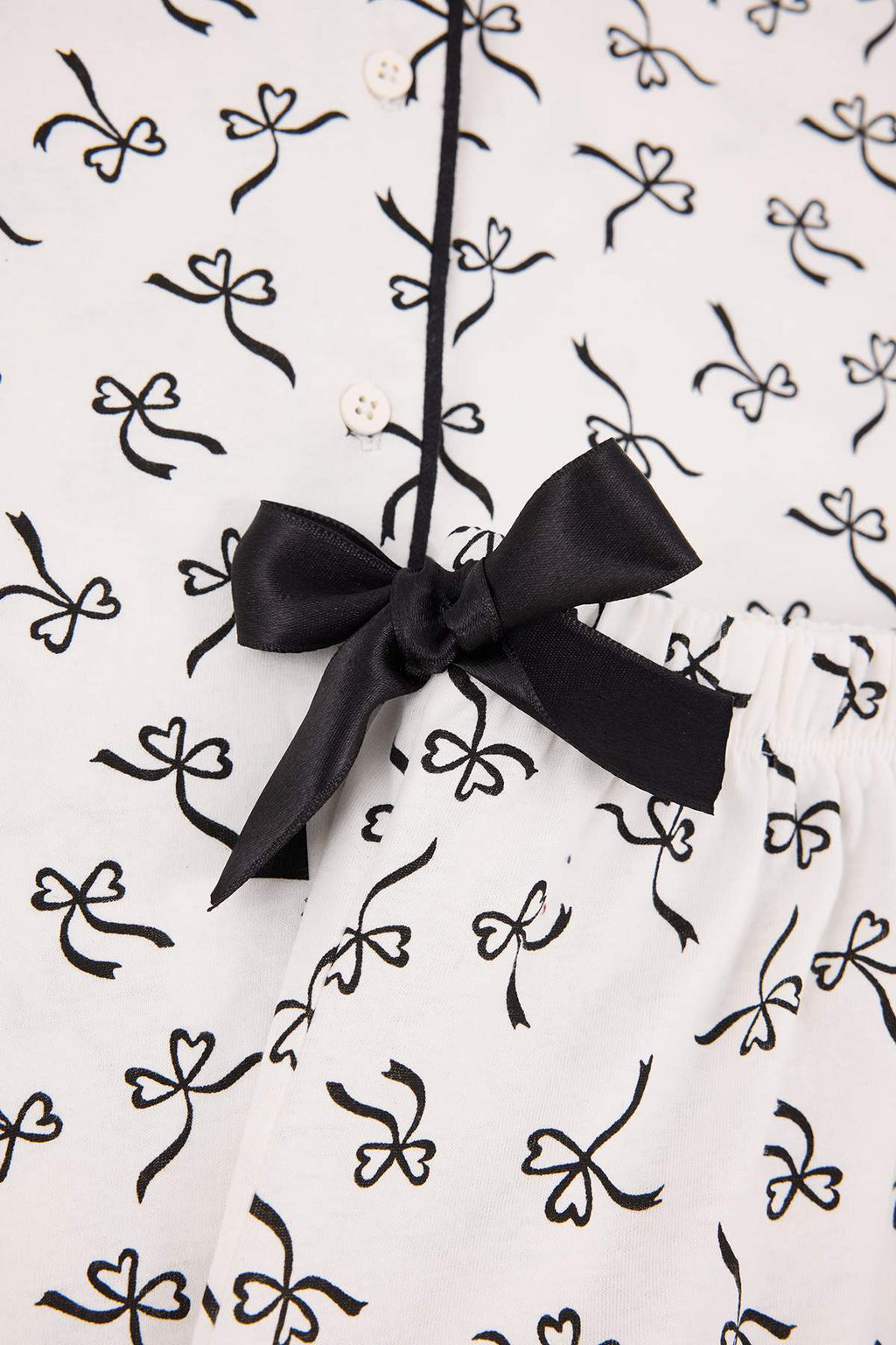 Beyaz %100 Pamuklu Kurdele Desenli Biyeli Orme Pijama Tak?m? THMSS26PT00026 - Trendyolmilla фото 6