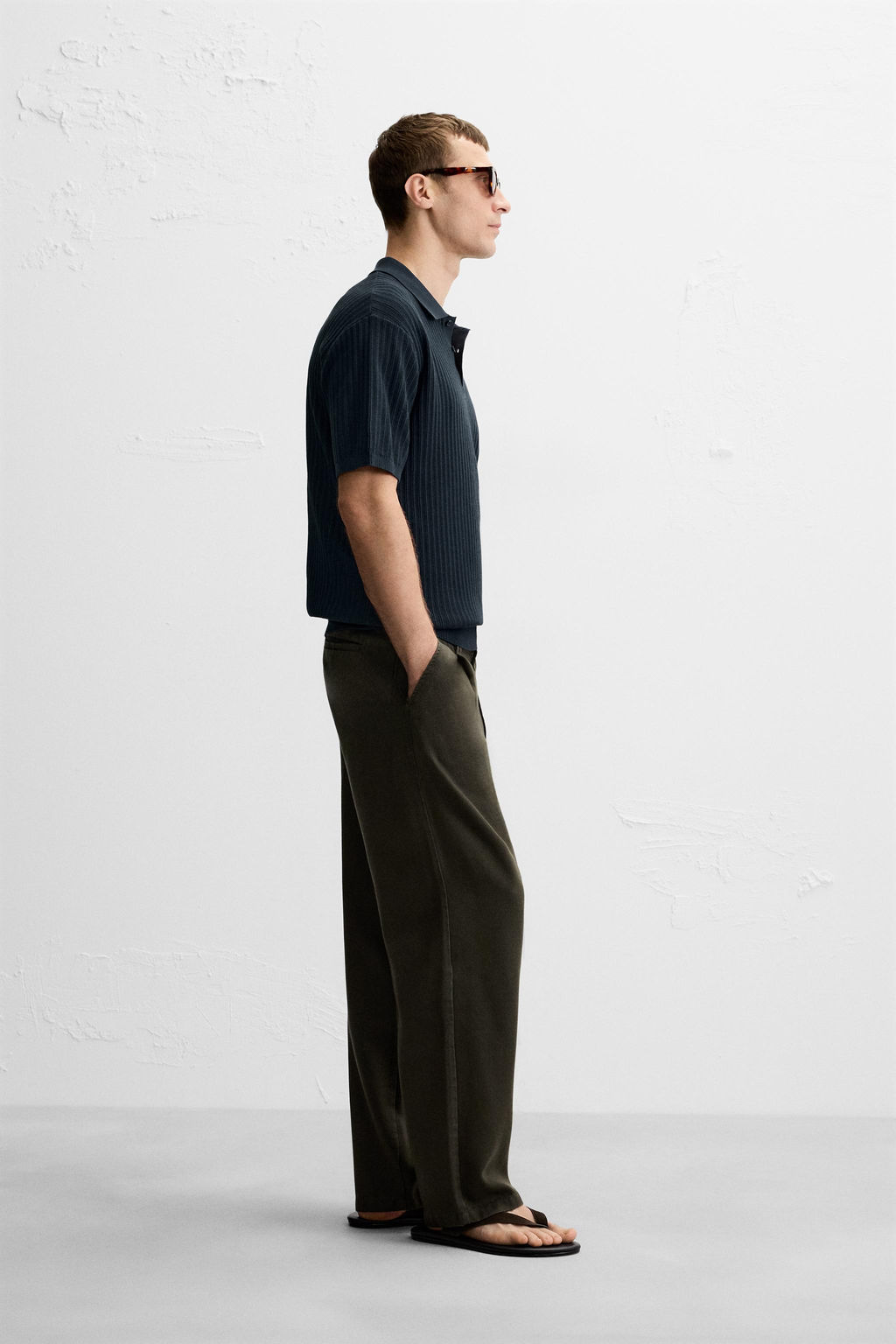 VERTICAL TEXTURED KNIT POLO SHIRT - Zara фото 4