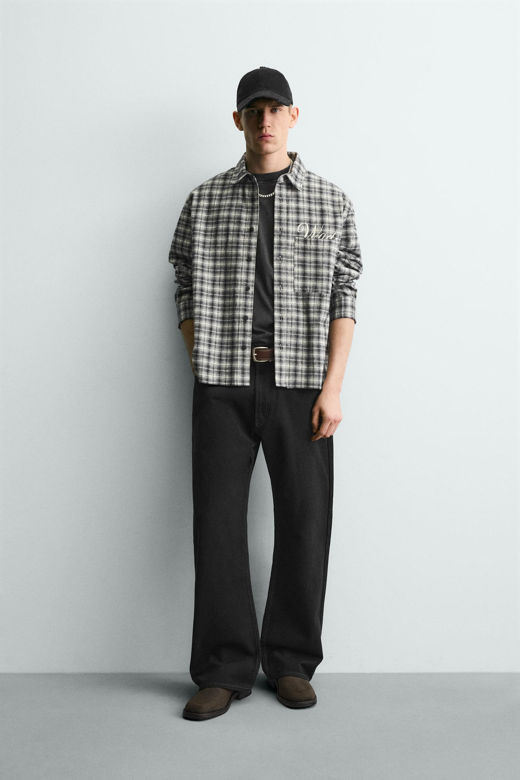 EMBROIDERED CHECK FLANNEL SHIRT - Zara фото 9