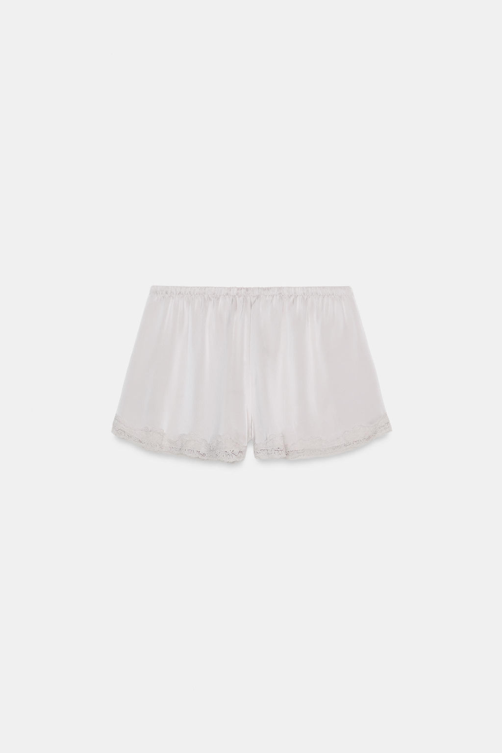 SHORT MINI SATINADO ENCAJE / Gris claro - Zara фото 6
