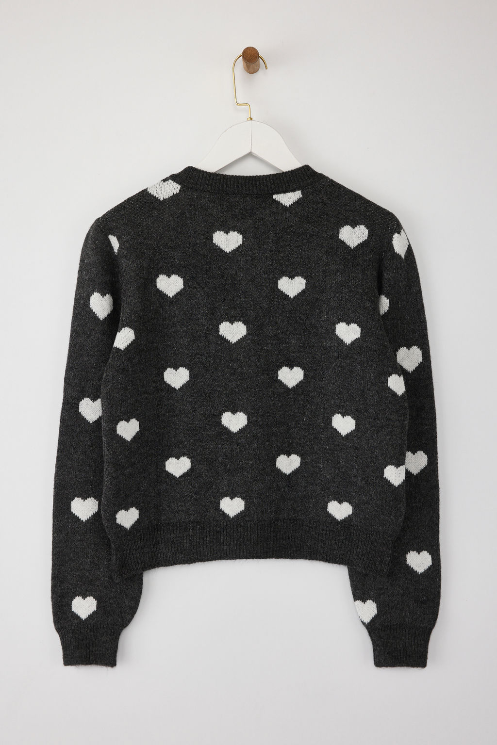 Antrasit Genis Kal?p Kalp Desenli Yumusak Dokulu Triko H?rka TWOAW26HI00033 - Trendyolmilla фото 6