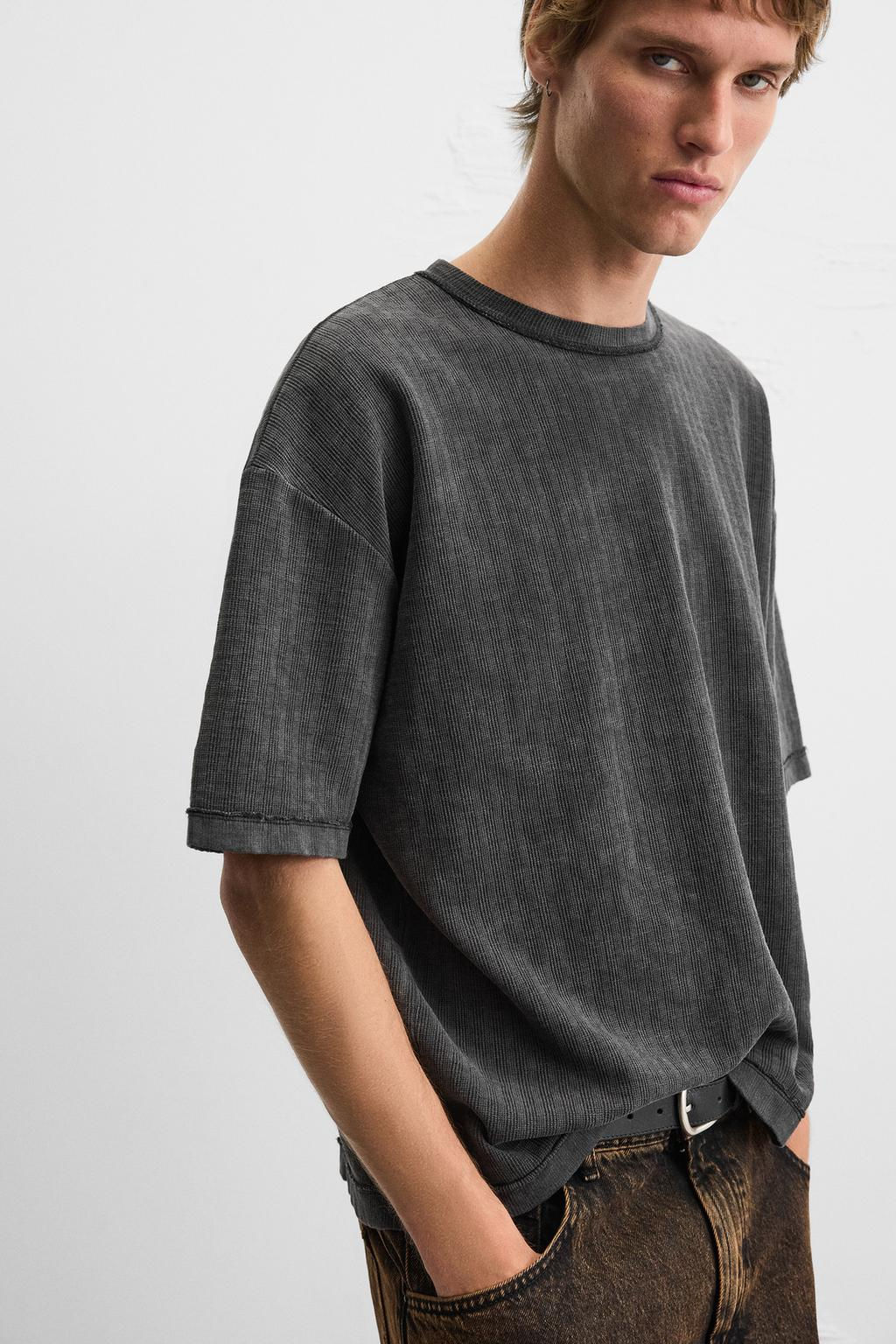 WASHED TEXTURED KNIT T-SHIRT - Zara фото 23