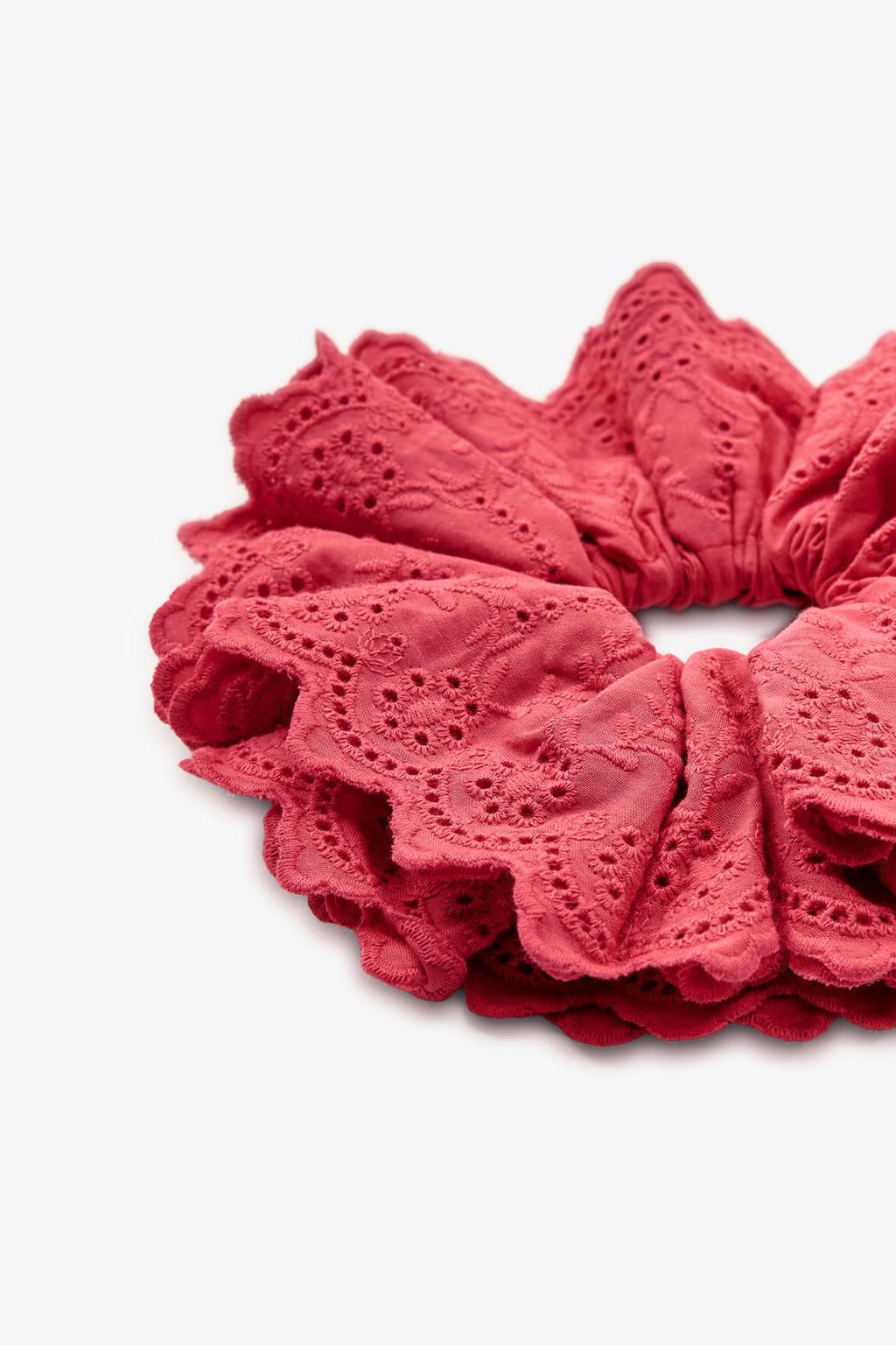 MAXI COTTON SCRUNCHIE WITH EMBROIDERY - Zara фото 5