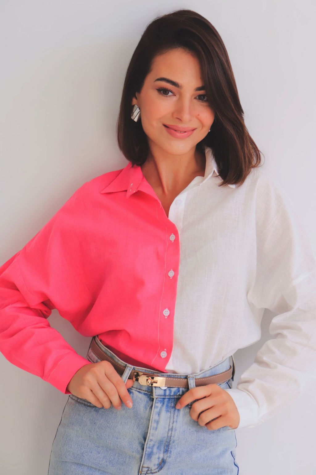 Martichelli Рубашка бело-розовая фото 3