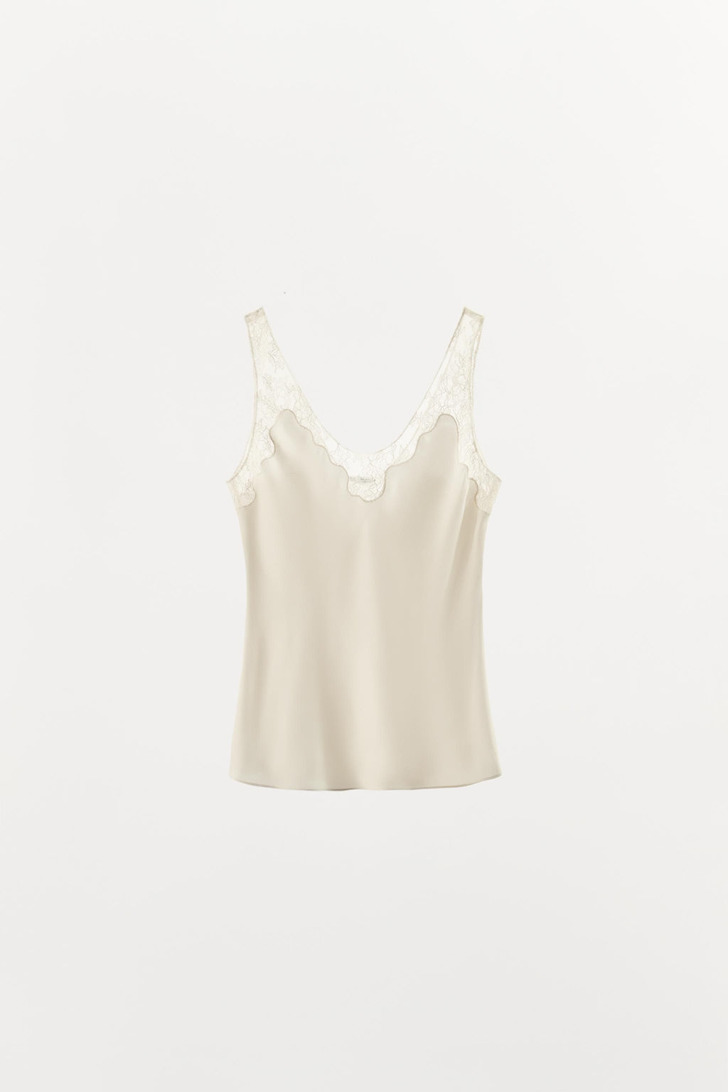 SATIN CAMISOLE TOP WITH LACE TRIM - Zara фото 3
