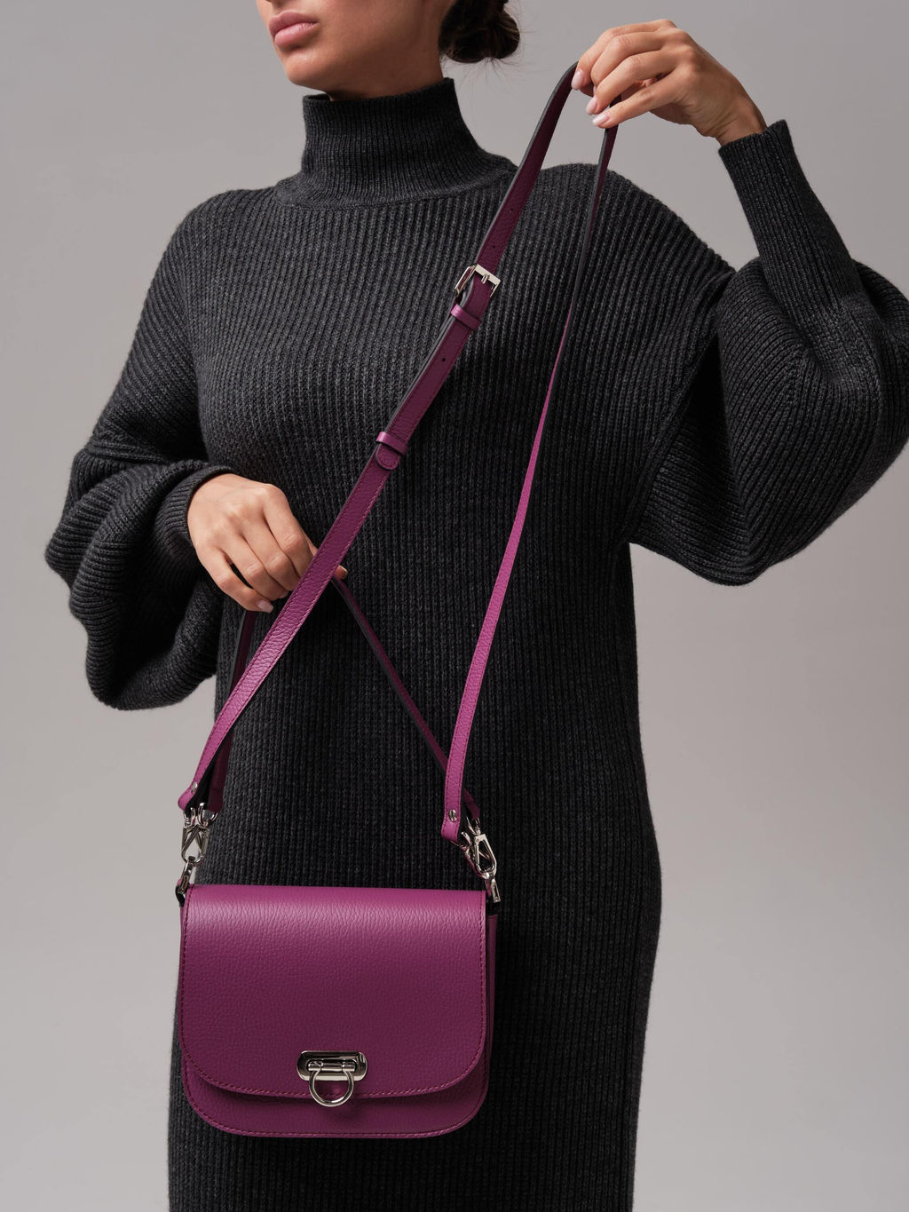 Сумка кожаная Azaro 30741 фиолет.флокс