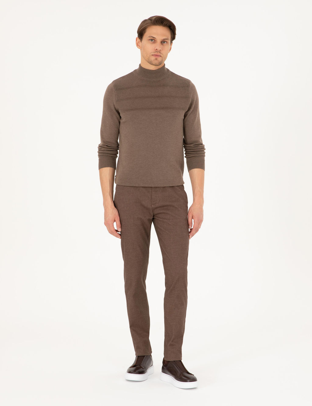Kahverengi Slim Fit Kanvas Pantolon - Pierre cardin фото 3
