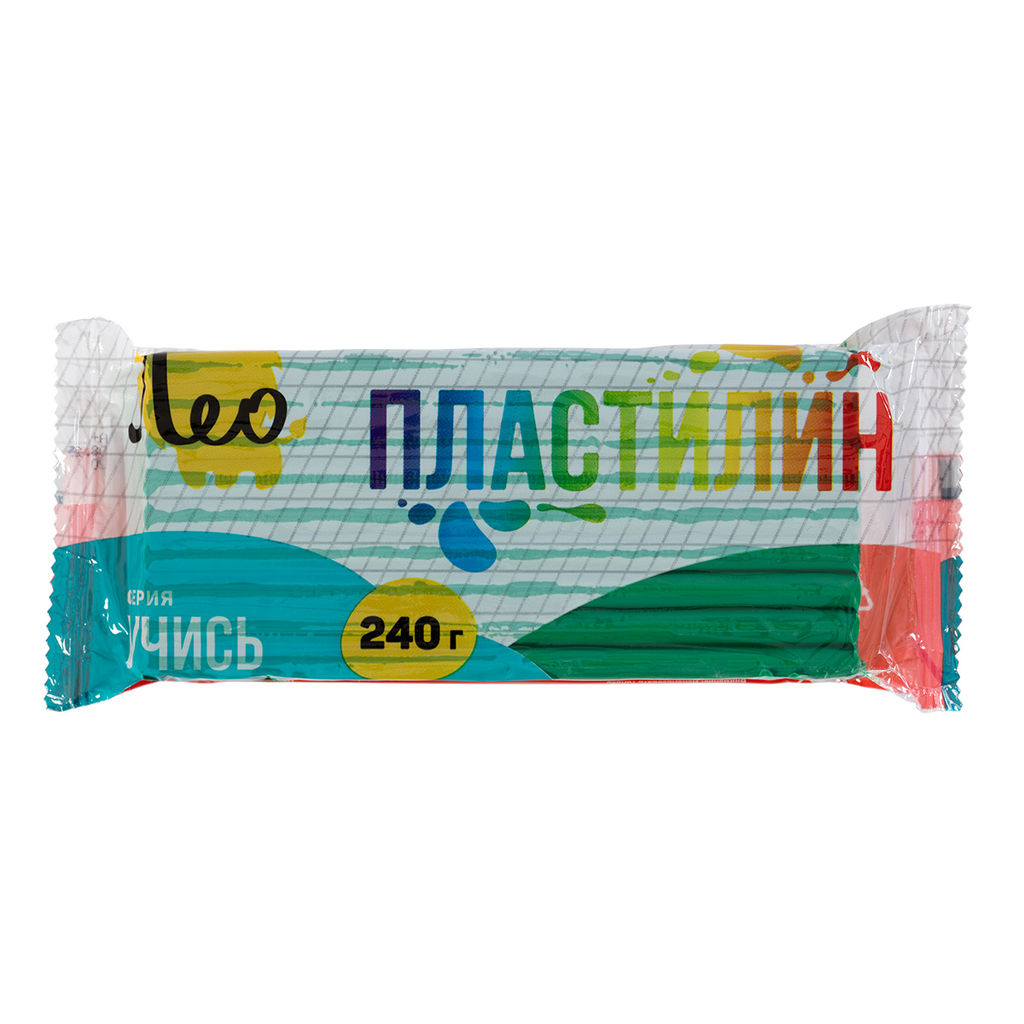 Лео Учись Пластилин классический, группа 2 LNMC-240 240 г ( в пакете ) 5 шт 1 цв. зеленый  фото 2