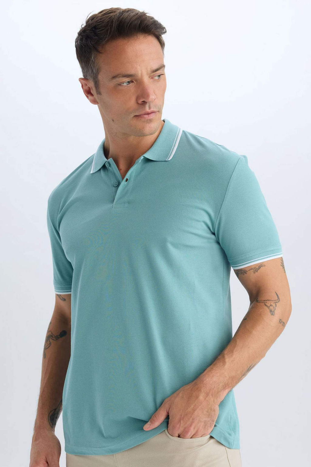 Regular Fit Basic Duz Polo Tisort - Defacto фото 3