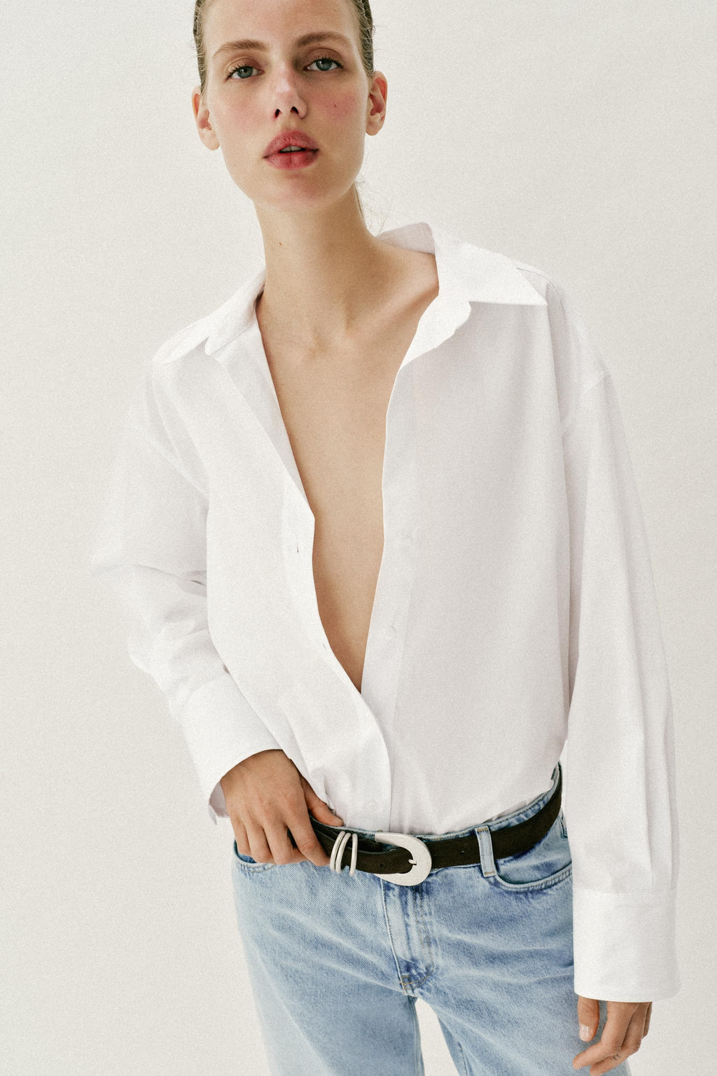 CAMISA B?SICA POPEL?N / Blanco - Zara фото 2