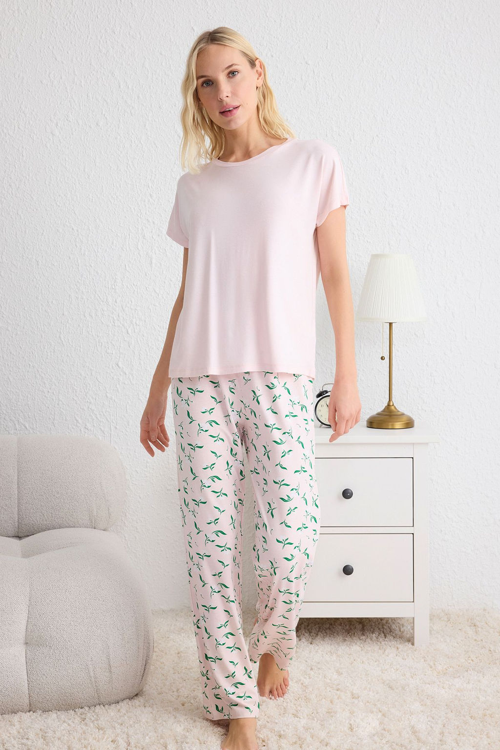 Trendyolmilla Pembe Cicekli Orme Pijama Tak?m? THMSS25PT00131  фото 2