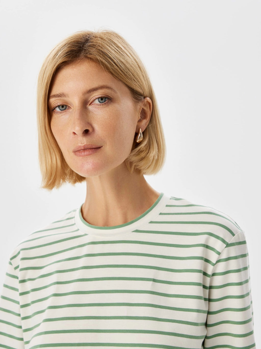 Джемпер женский KATHARINA KROSS KK-JP-0035K-TNA33-белый,зеленая полоска  фото 2