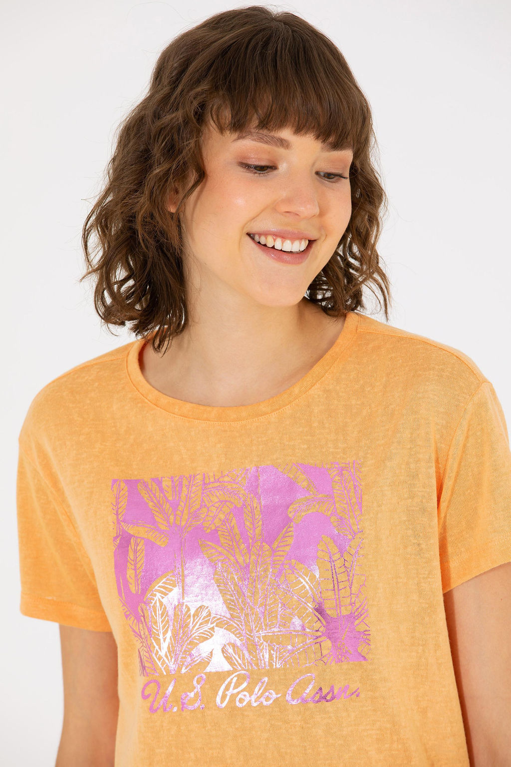 U. S. Polo Assn Женская оранжевая футболка с круглым вырезом - U.s. polo assn фото 2