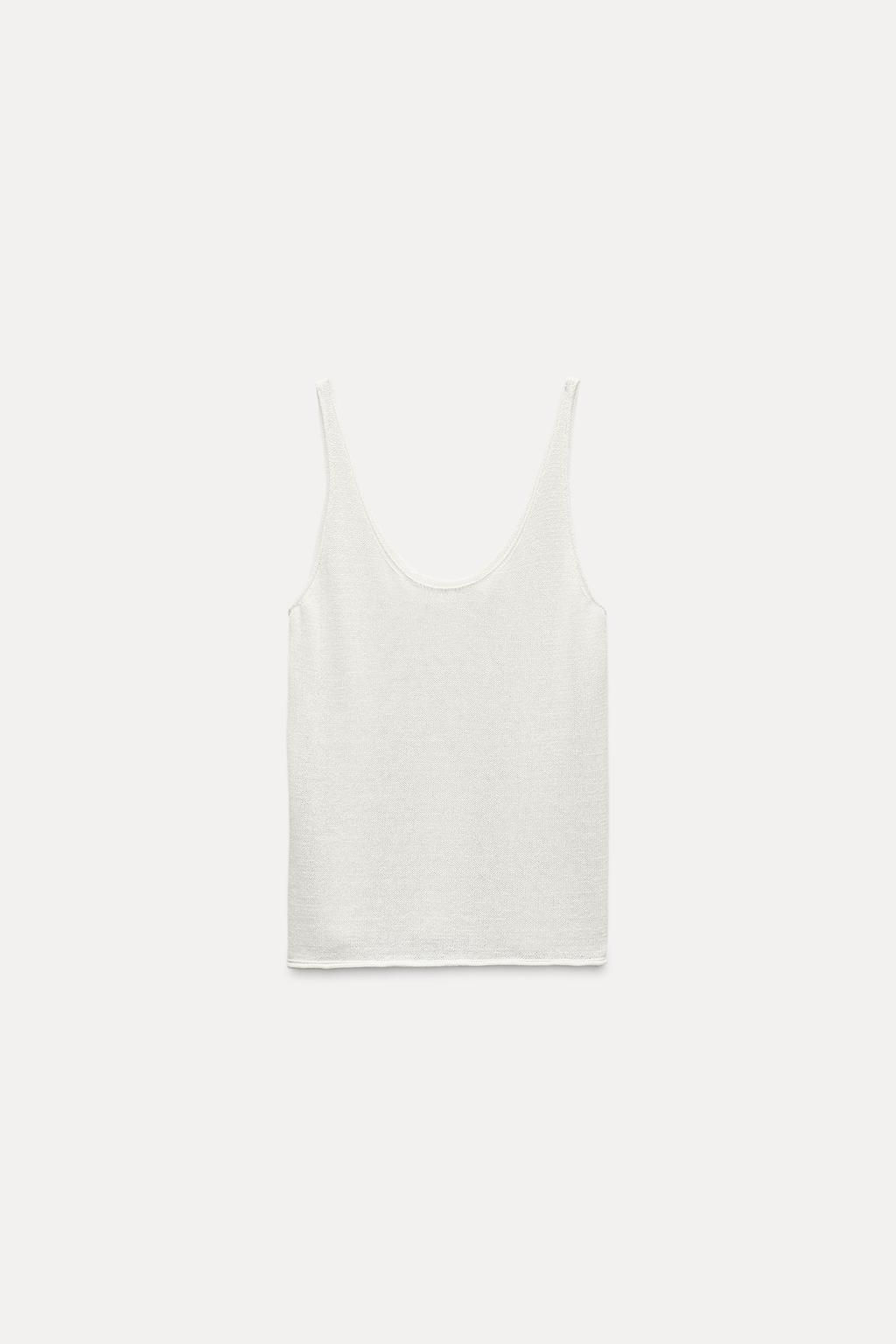 PLAIN LINEN BLEND STRAPPY KNIT TOP - Zara фото 17