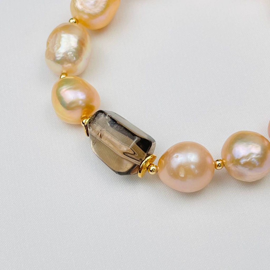 Браслет из Жемчуга и Раухтопаза 17 см