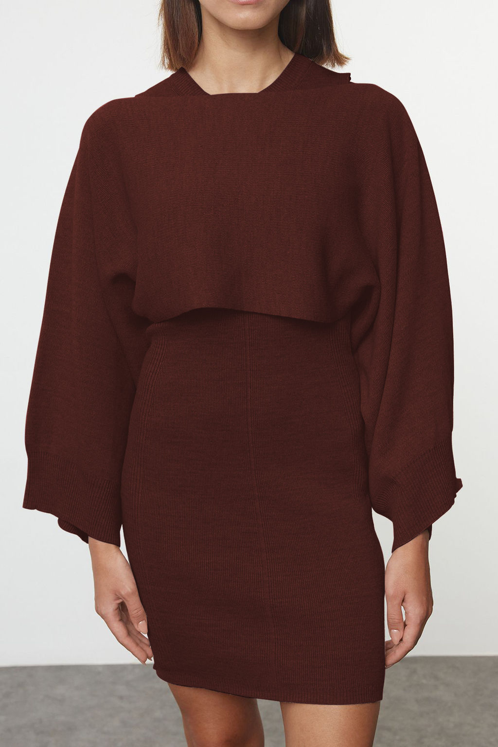 TRENDYOLMILLA Bej Mini Triko Bolero-Elbise Tak?m TWOAW25EL00056  фото 20