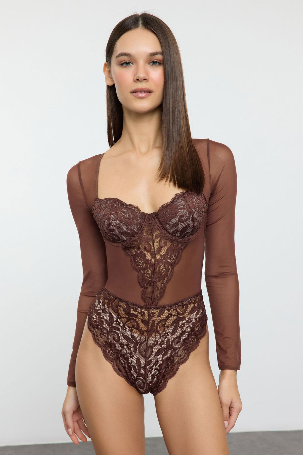 TRENDYOLMILLA Siyah Dantelli Cut Out/Pencere Detayl? Kapl? Orme Body THMAW25BD00003 фото 8