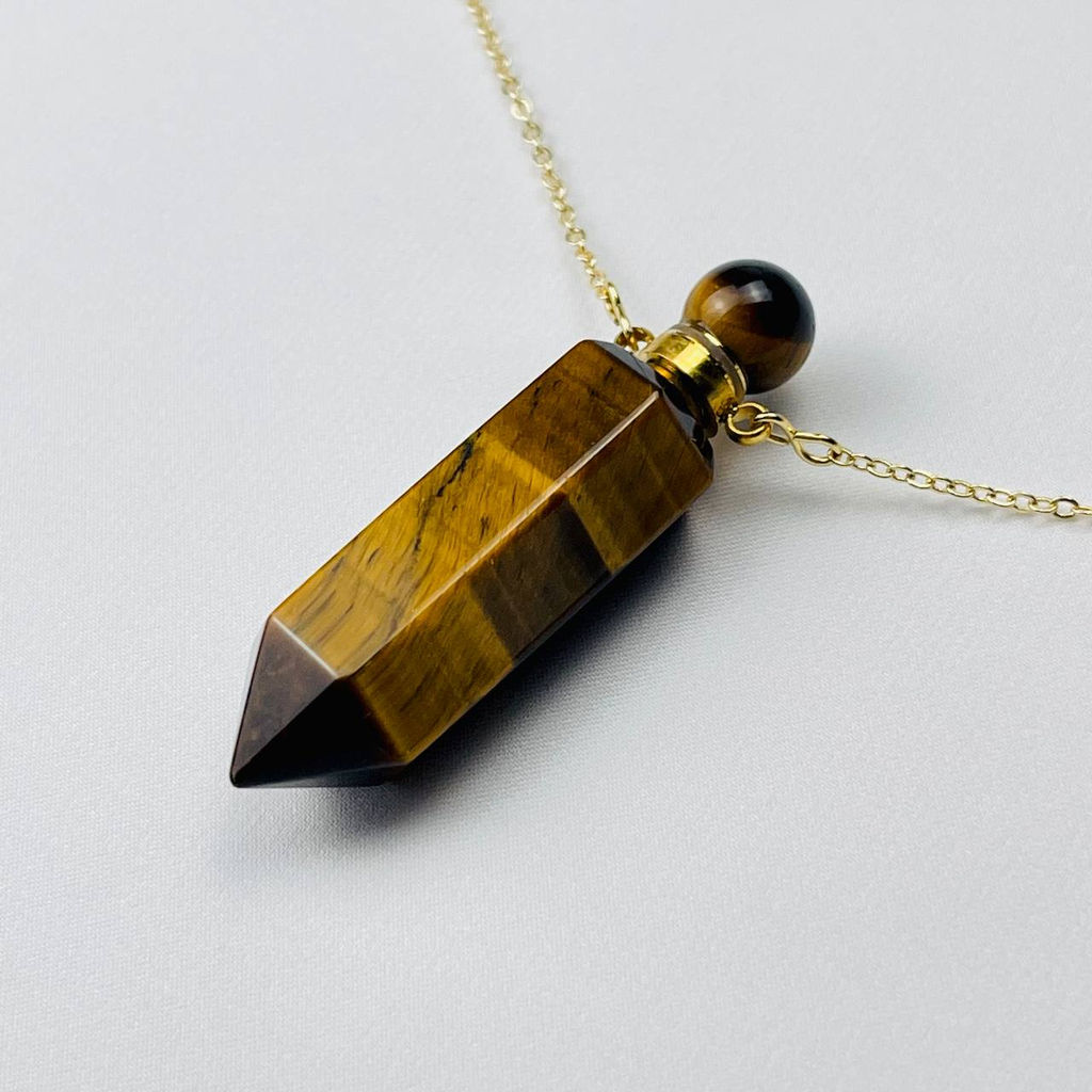 Кулон "Флакон" на цепочке из Тигрового глаза