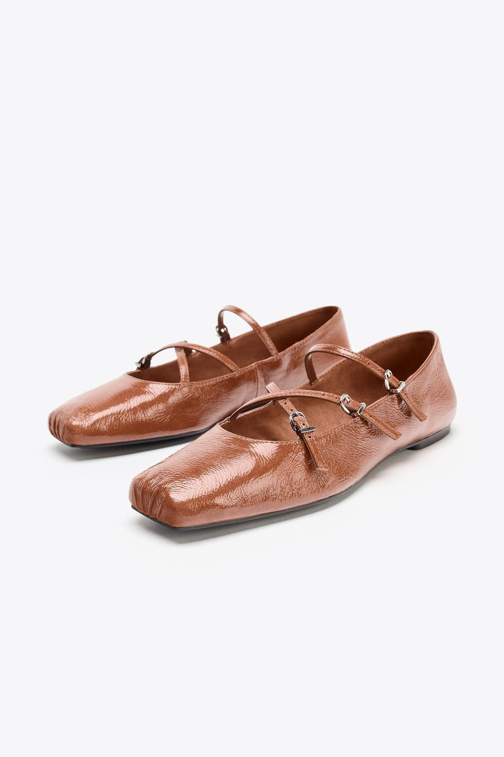 SQUARE TOE LEATHER BALLERINA - Zara фото 3