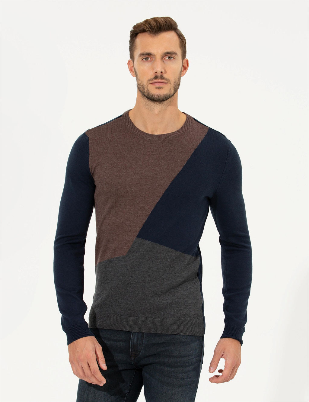 Lacivert Slim Fit Bisiklet Yaka Triko Kazak - Pierre cardin фото 4