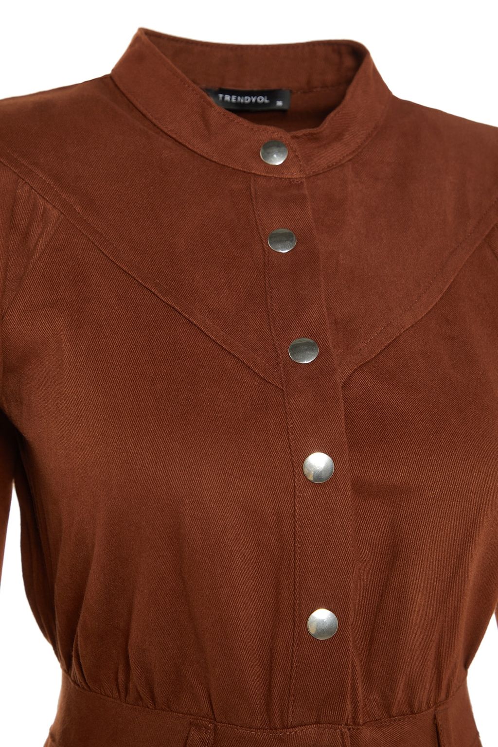 TRENDYOLMILLA Kahverengi Mini Dokuma Dokuma Elbise TWOAW23EL00427  фото 12