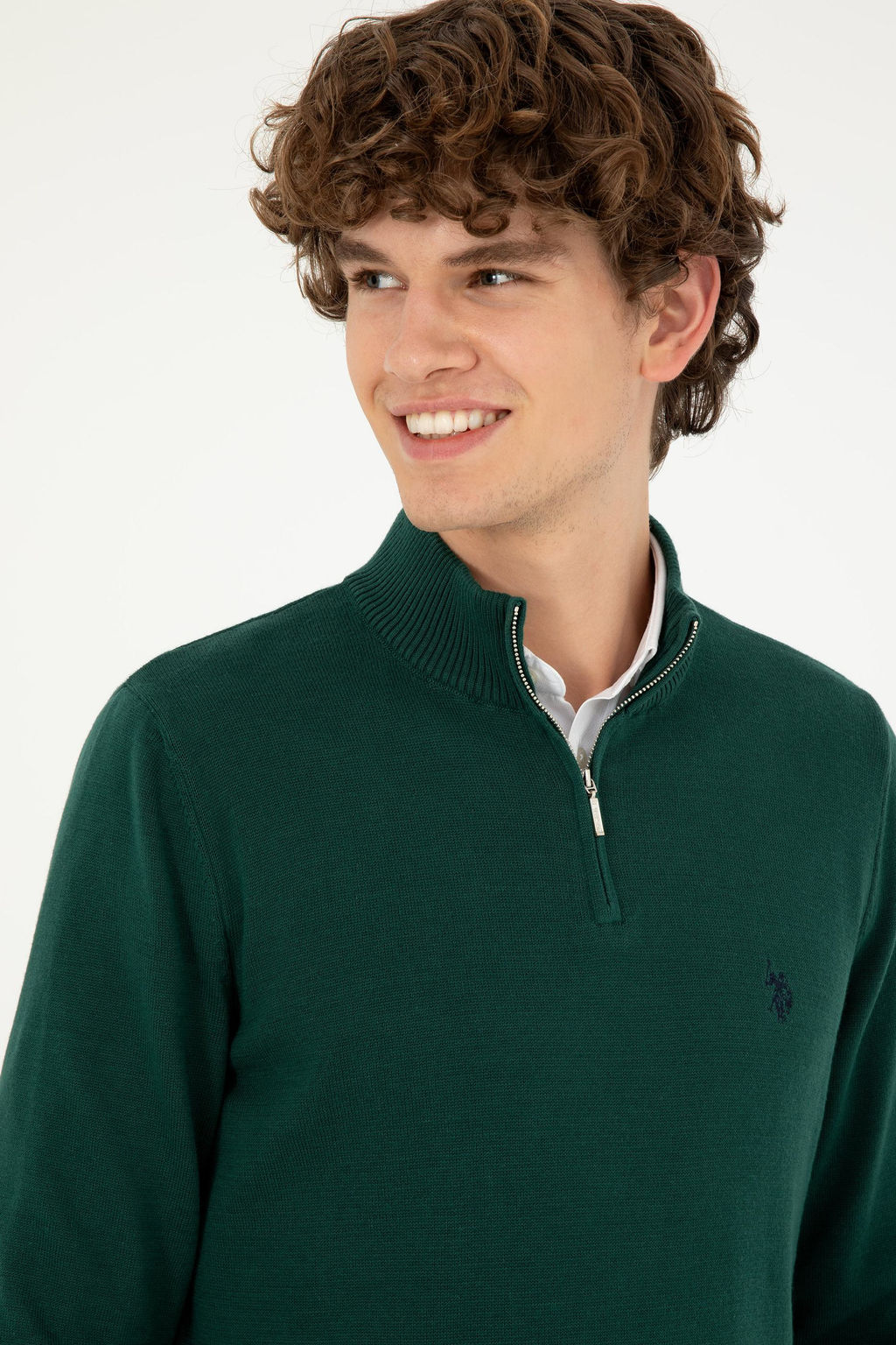 Мужской темно-зеленый базовый свитер - U.s. polo assn фото 2