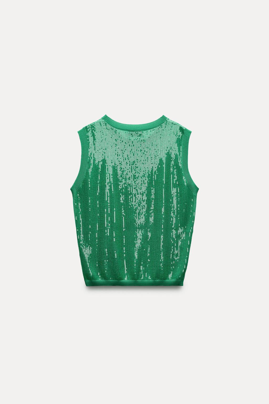 SLEEVELESS SEQUINNED KNIT TOP - Zara фото 16