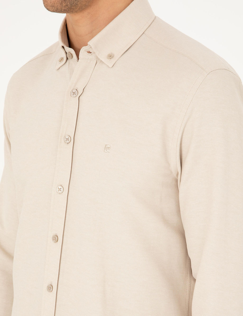 Bej Slim Fit Uzun Kollu G_mlek