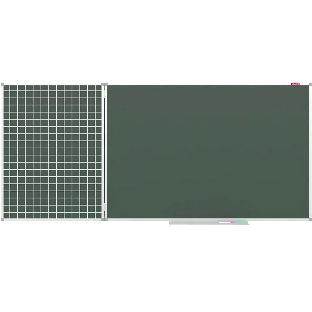 Доска магнитно-меловая Attache 2-х секционная Клетка + линейка