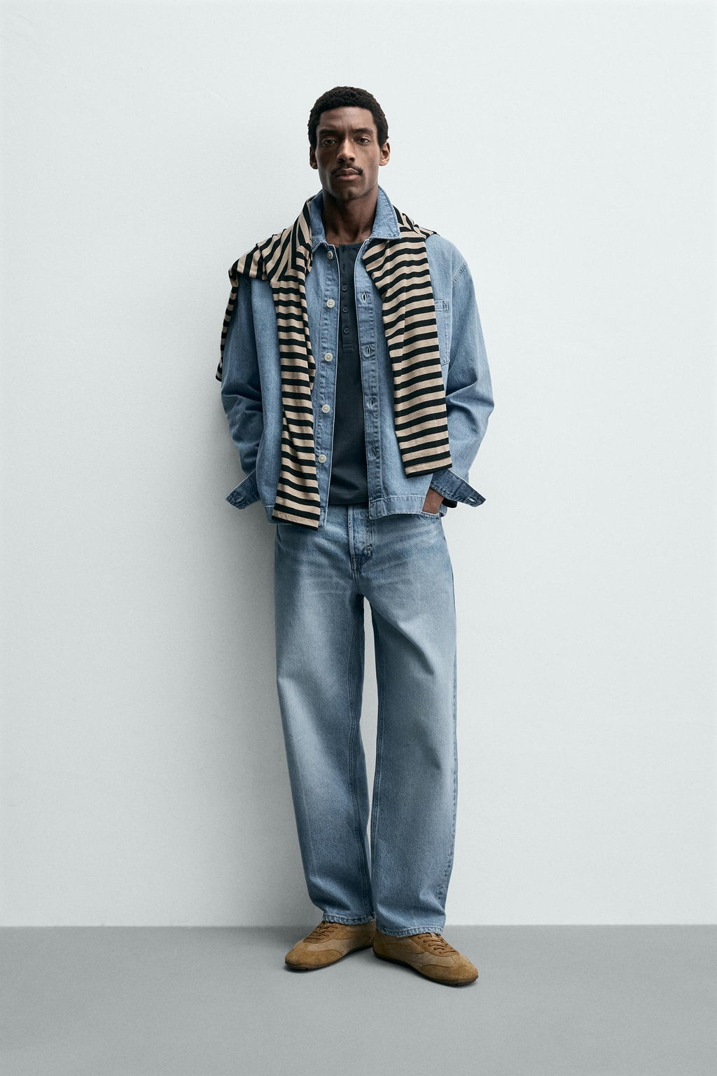 CAMISA DENIM BOXY FIT / Azul medio