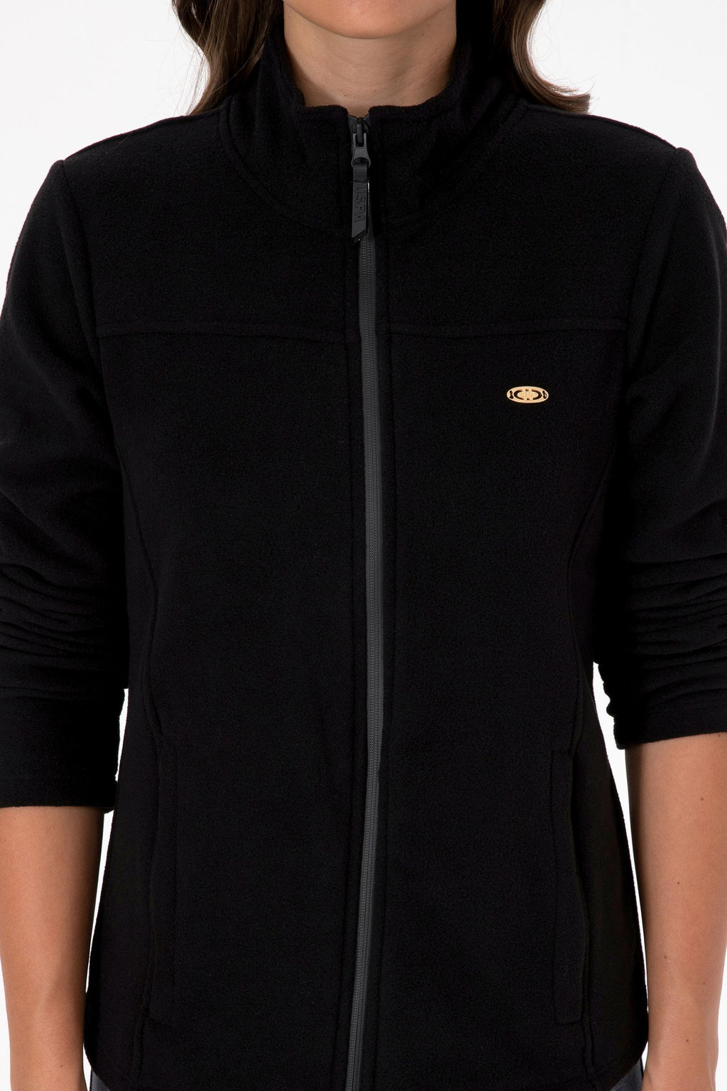 Kad_n Siyah Fermuarl_ Dik Yaka Polar Sweatshirt - U.s. polo assn фото 6