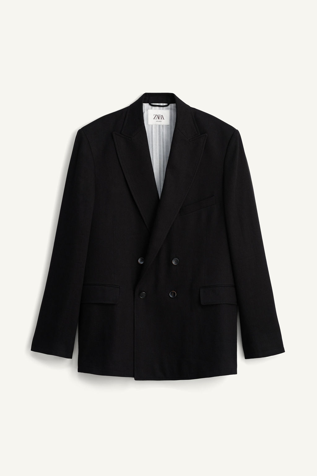 BLAZER CRUZADA TRAJE LINO - LYOCELL / Negro - Zara фото 5