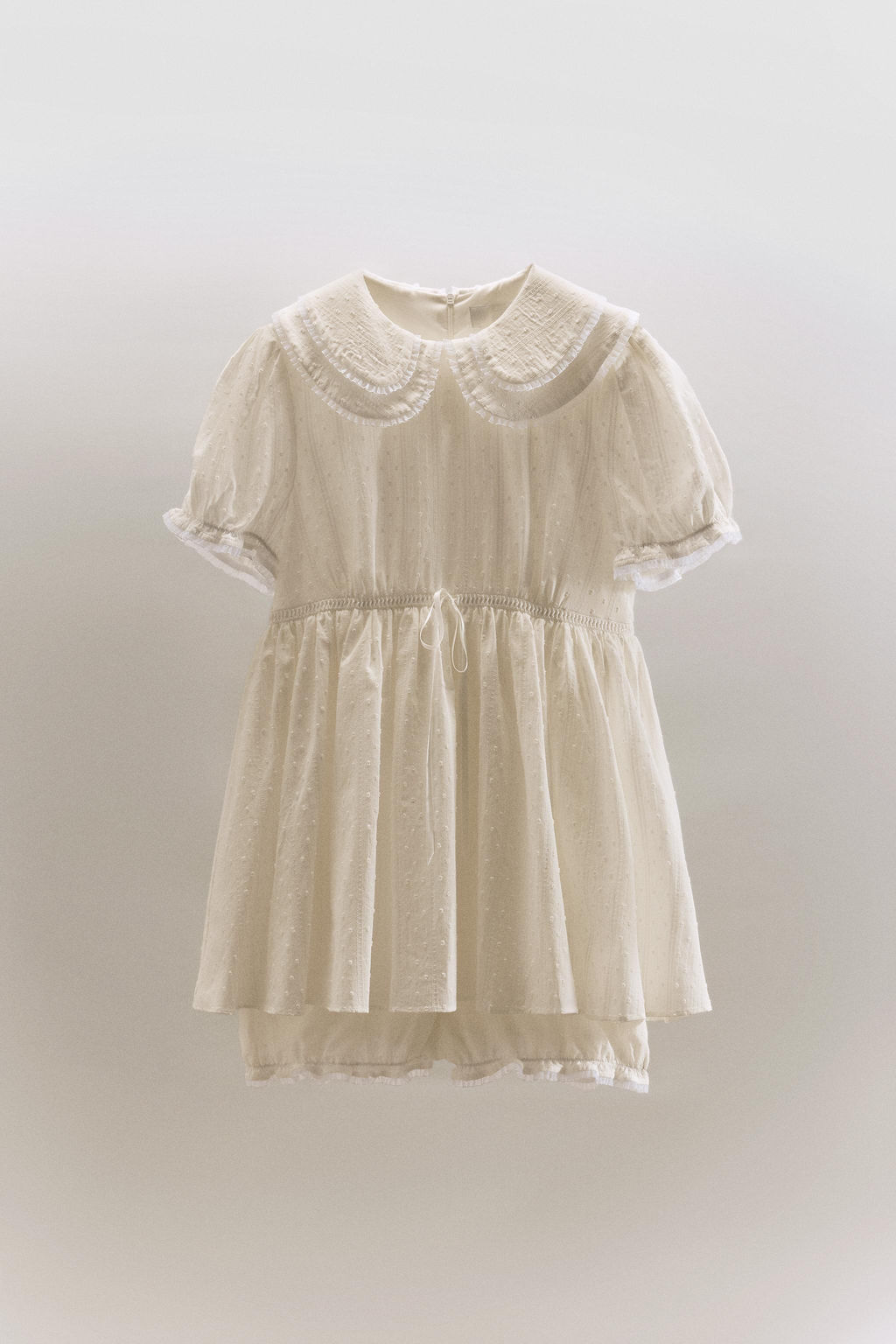 DOTTED MESH PETER PAN COLLAR JUMPSUIT DRESS - Zara фото 4