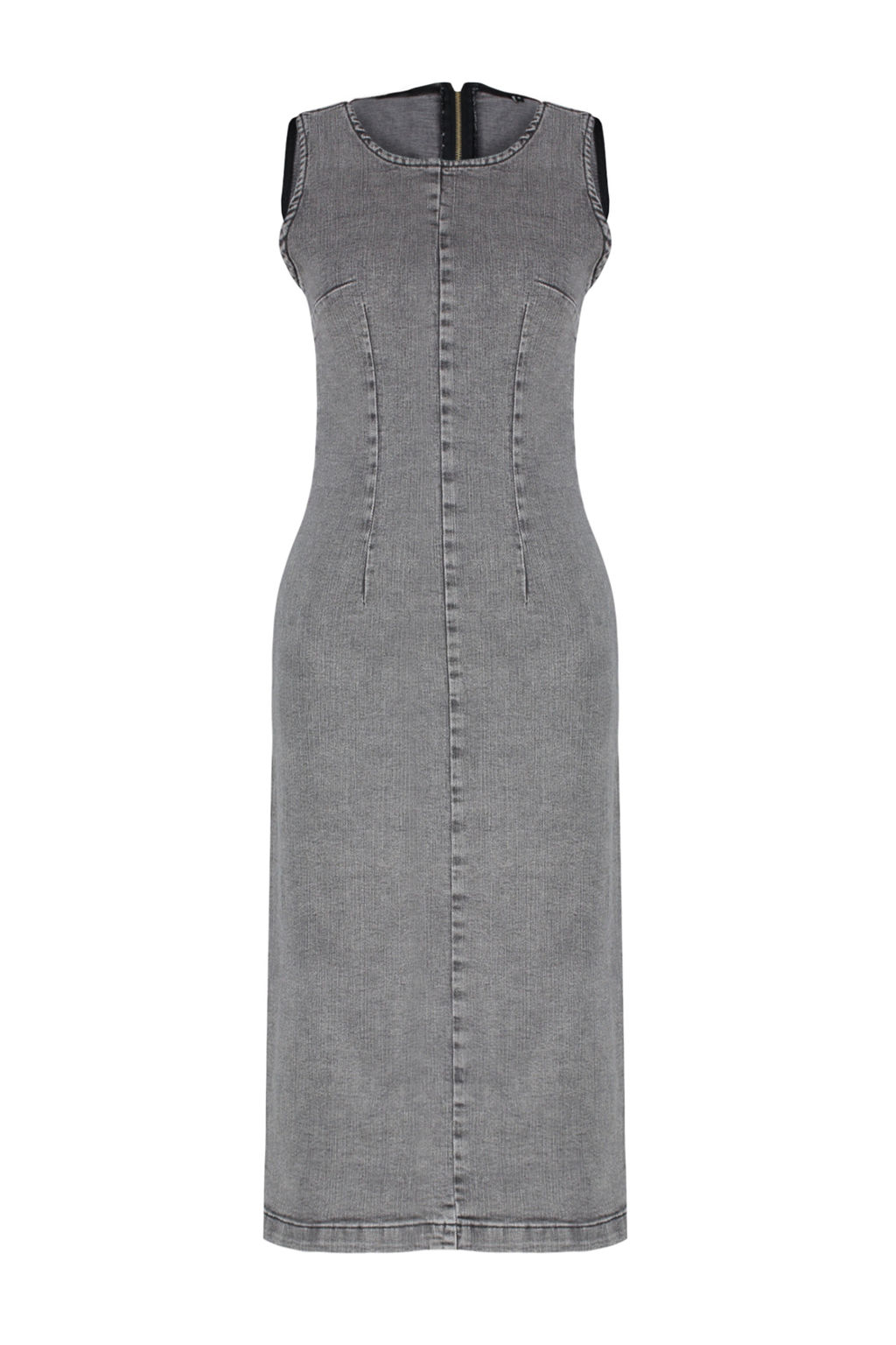 Trendyolmilla Antrasit Fitted/Vucuda Oturan Midi Denim Elbise TWOSS24EL00383  фото 7