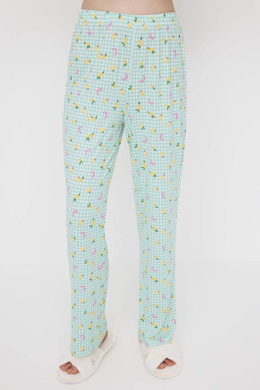 Teen Yesil Ekose ve Civcivli Biye Detayl? Orme Pijama Tak?m? THMAW26PT00027 - Trendyolmilla фото 3