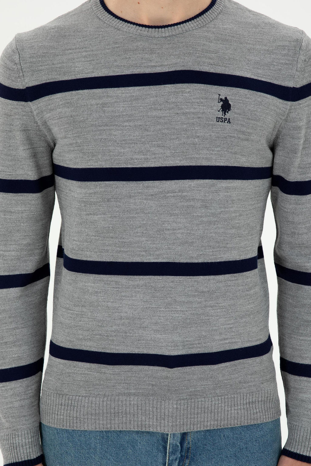 Мужской серый меланжевый свитер - U.s. polo assn фото 6