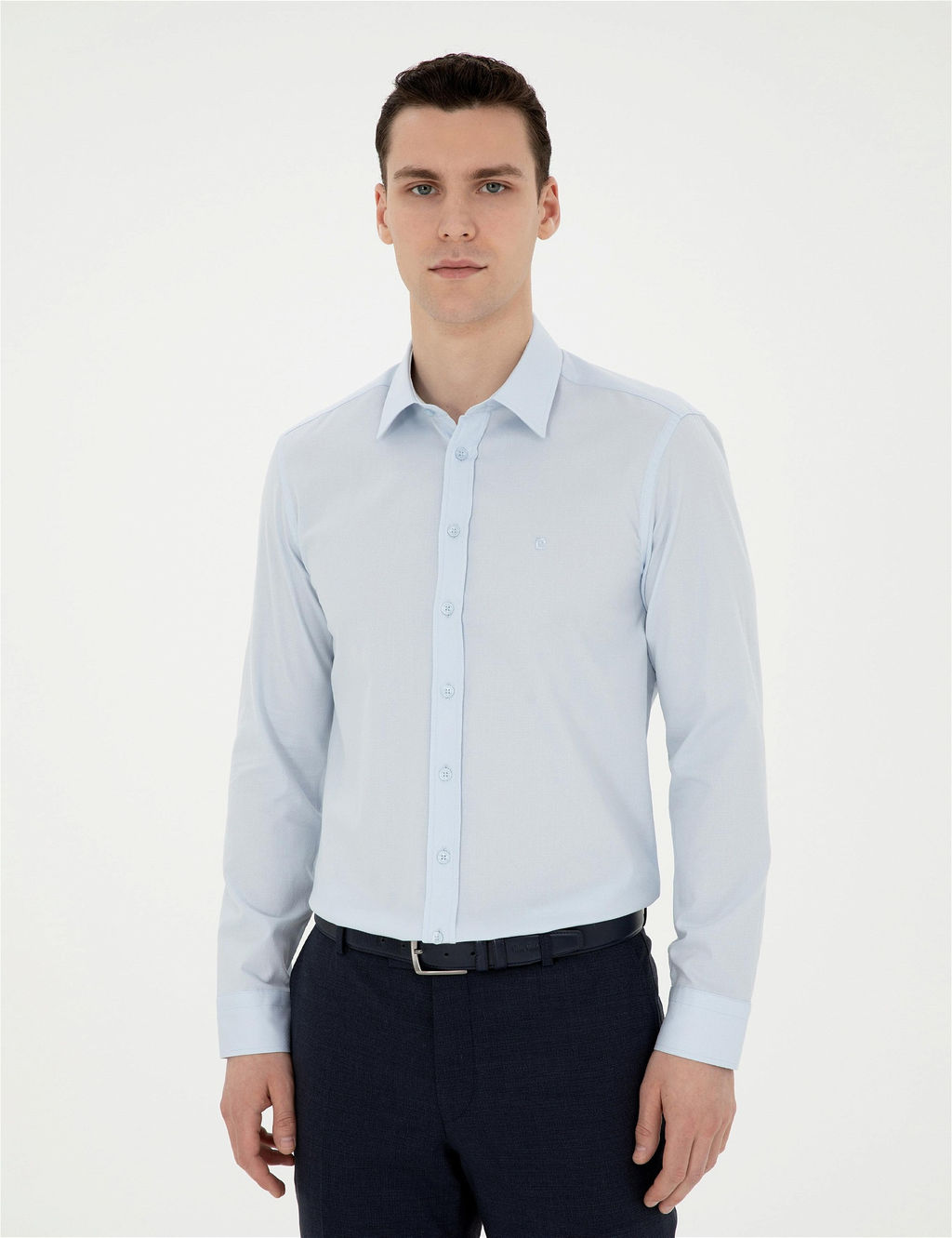 A__k Mavi Slim Fit Uzun Kollu G_mlek - Pierre cardin фото 3