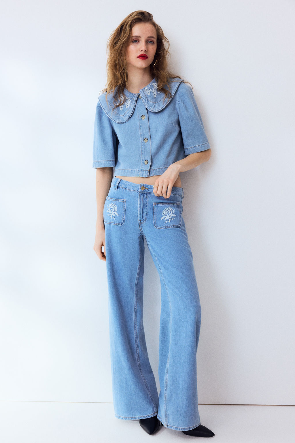 Blusa denim con cuello Peter Pan - H&m фото 4