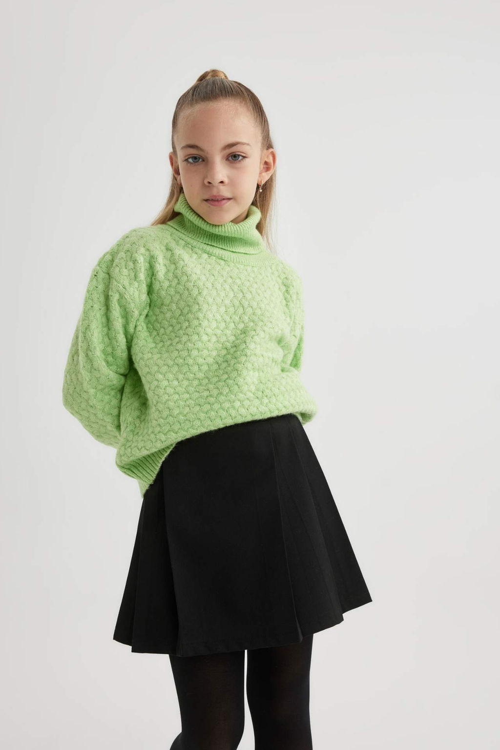 K?z Cocuk Oversize Genis Kal?p Bal?kc? Yaka Triko Kazak - Defacto фото 2