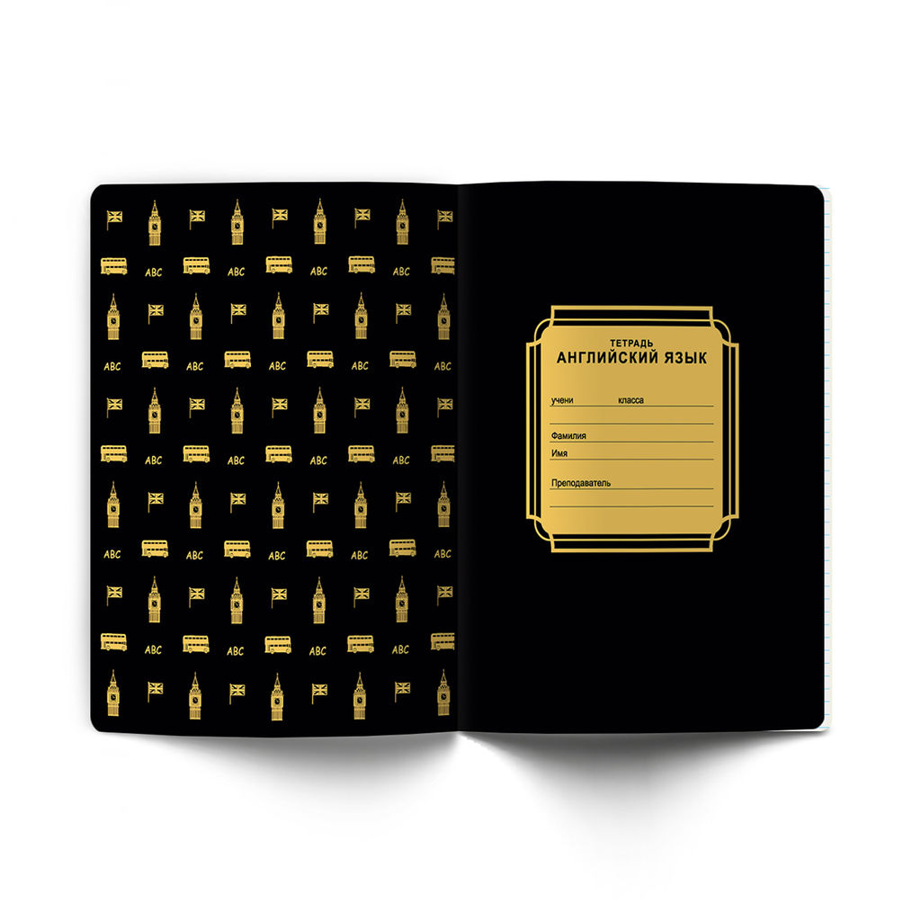 Светоч Т145 Тетрадь со справочным материалом Золотая коллекция, тиснение золотой фольгой, A5 48 л. на скобе 65 г/кв.м , белизна 100 % 10 шт. , клетка 01323 Золотая коллекция Английский язык  фото 4