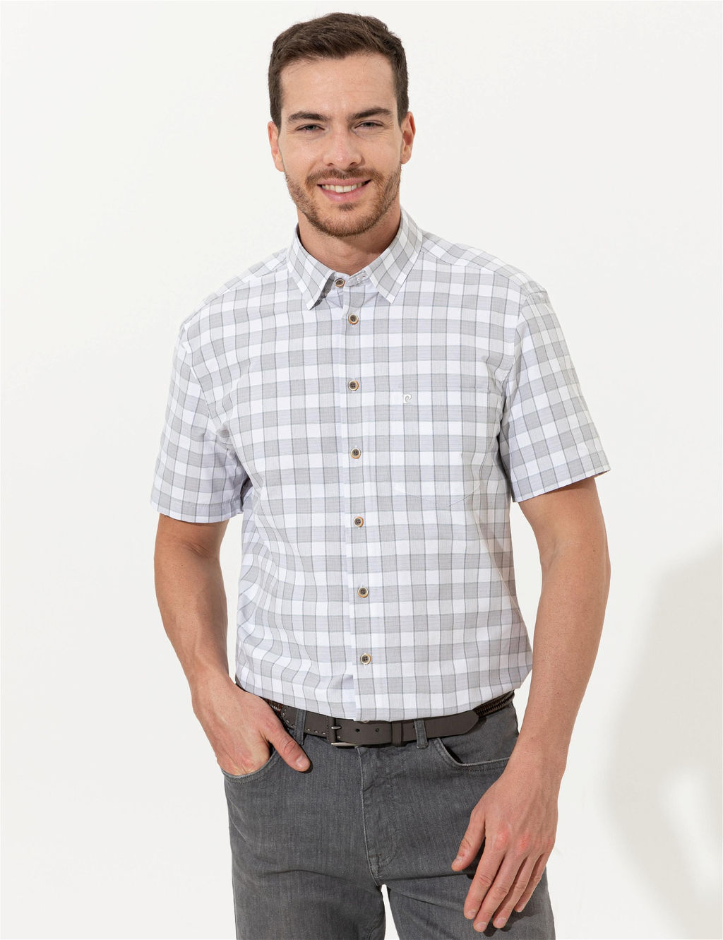 Gri Regular Fit K_sa Kollu G_mlek
