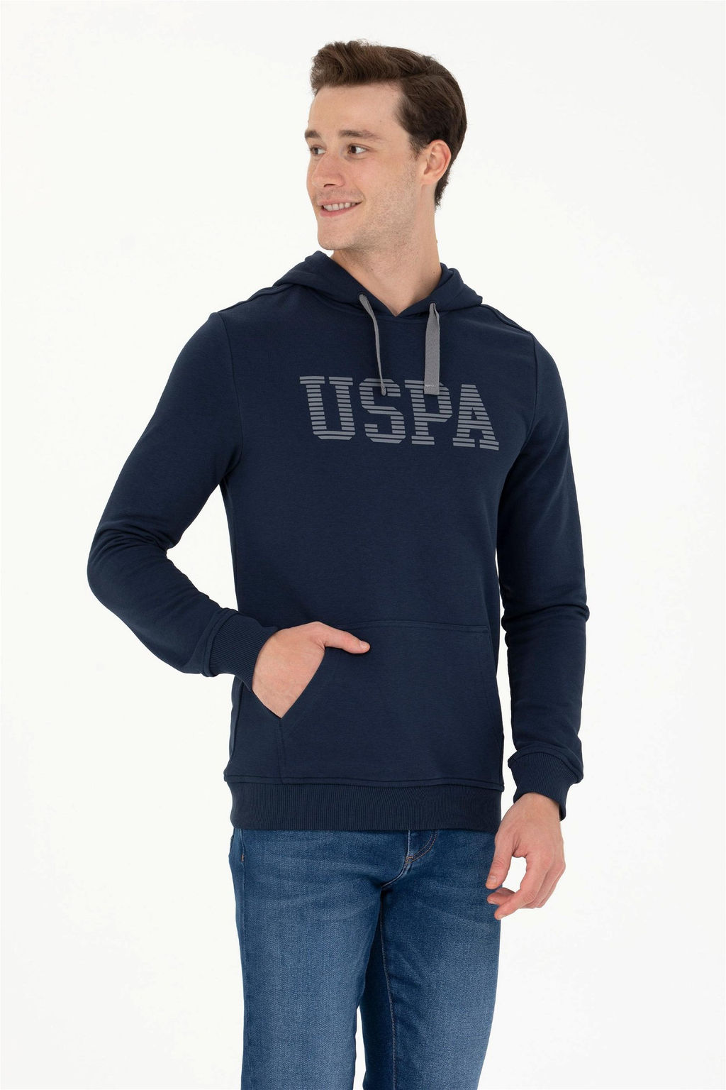 U. S. Polo Assn Мужская базовая толстовка темно-синего цвета с капюшоном - U.s. polo assn фото 3